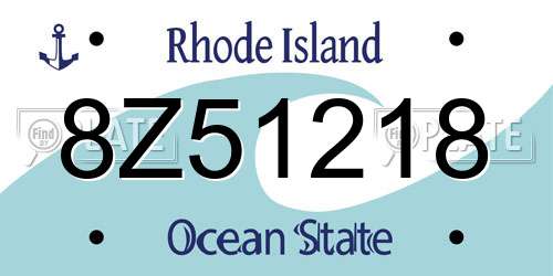 8Z51218 Rhode Island License Plate