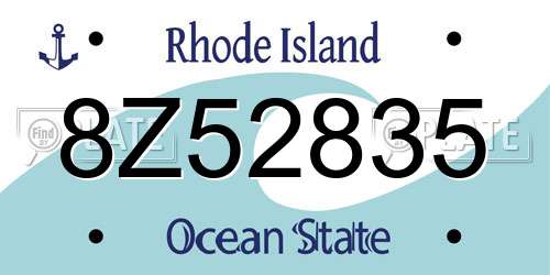 8Z52835 Rhode Island License Plate