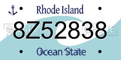 8Z52838 Rhode Island License Plate