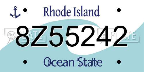 8Z55242 Rhode Island License Plate