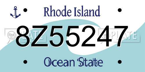 8Z55247 Rhode Island License Plate