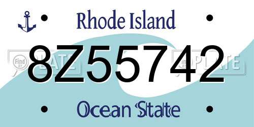 8Z55742 Rhode Island License Plate
