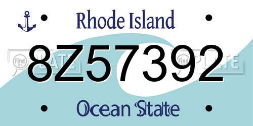 8Z57392 Rhode Island License Plate