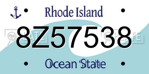 8Z57538 Rhode Island License Plate