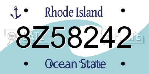 8Z58242 Rhode Island License Plate