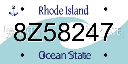 8Z58247 Rhode Island License Plate