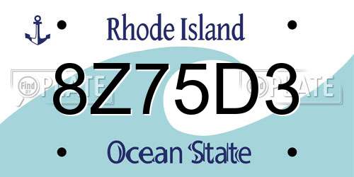 8Z75D3 Rhode Island License Plate