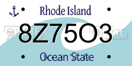8Z75O3 Rhode Island License Plate