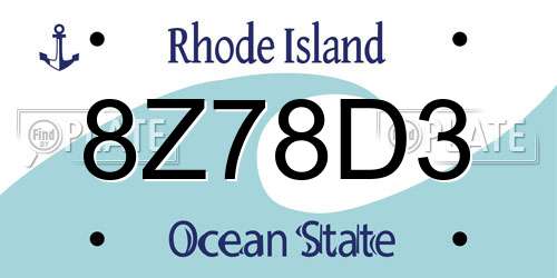 8Z78D3 Rhode Island License Plate