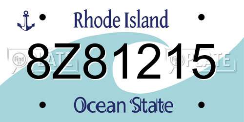 8Z81215 Rhode Island License Plate