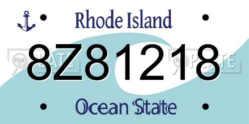 8Z81218 Rhode Island License Plate