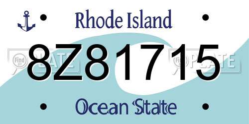 8Z81715 Rhode Island License Plate