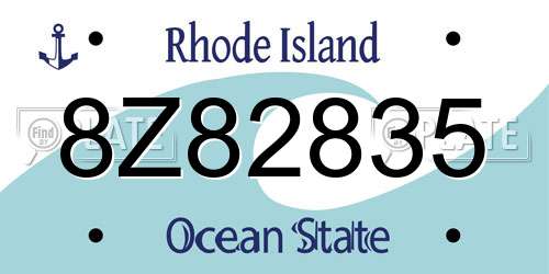 8Z82835 Rhode Island License Plate