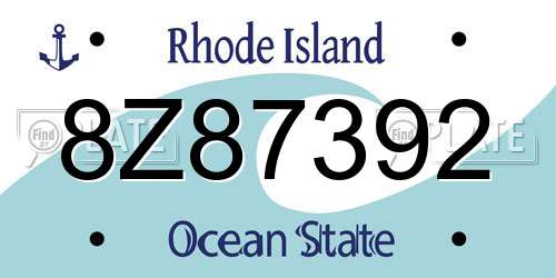 8Z87392 Rhode Island License Plate