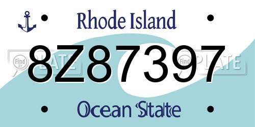 8Z87397 Rhode Island License Plate