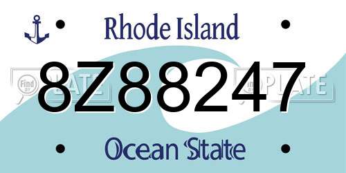 8Z88247 Rhode Island License Plate