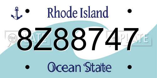 8Z88747 Rhode Island License Plate