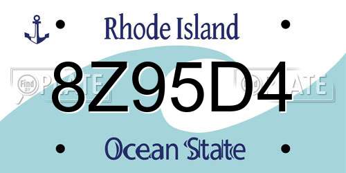 8Z95D4 Rhode Island License Plate