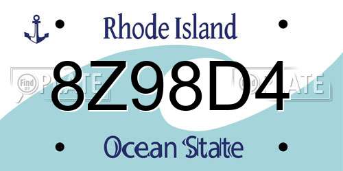 8Z98D4 Rhode Island License Plate