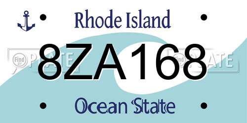 8ZA168 Rhode Island License Plate