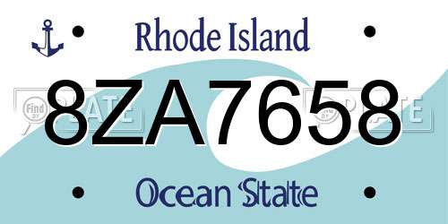 8ZA7658 Rhode Island License Plate