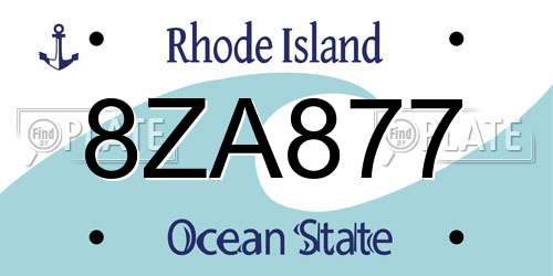 8ZA877 Rhode Island License Plate