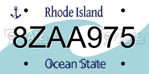 8ZAA975 Rhode Island License Plate