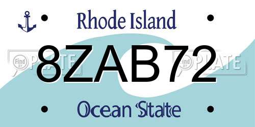 8ZAB72 Rhode Island License Plate