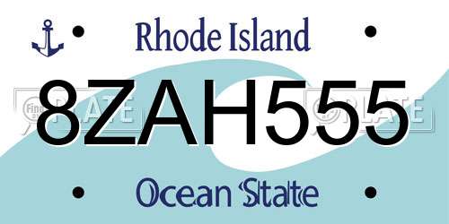 8ZAH555 Rhode Island License Plate