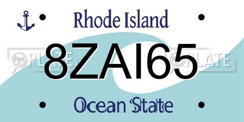 8ZAI65 Rhode Island License Plate