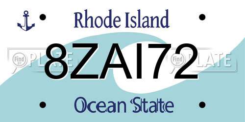 8ZAI72 Rhode Island License Plate