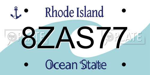8ZAS77 Rhode Island License Plate