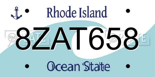 8ZAT658 Rhode Island License Plate