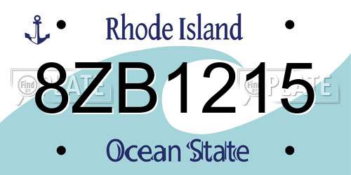 8ZB1215 Rhode Island License Plate