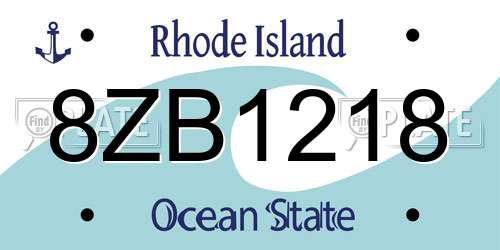 8ZB1218 Rhode Island License Plate