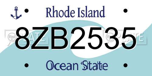8ZB2535 Rhode Island License Plate