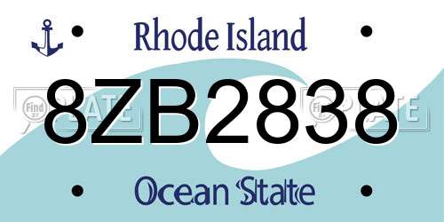 8ZB2838 Rhode Island License Plate