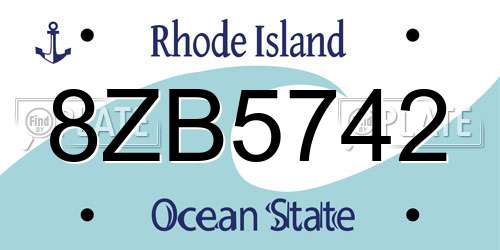 8ZB5742 Rhode Island License Plate