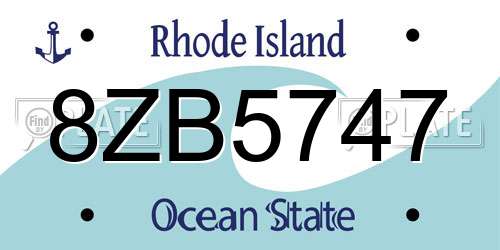 8ZB5747 Rhode Island License Plate