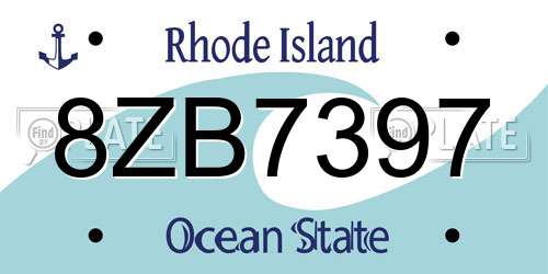 8ZB7397 Rhode Island License Plate