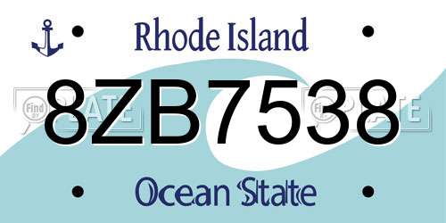 8ZB7538 Rhode Island License Plate
