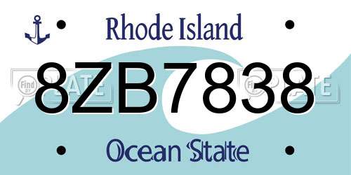 8ZB7838 Rhode Island License Plate