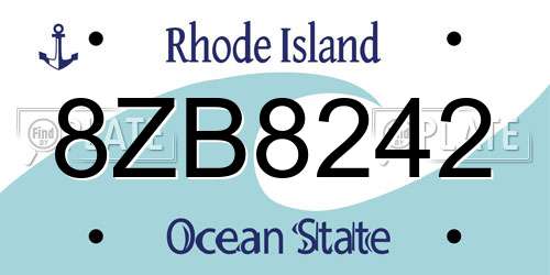 8ZB8242 Rhode Island License Plate