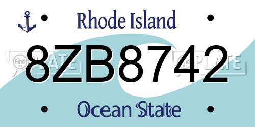 8ZB8742 Rhode Island License Plate