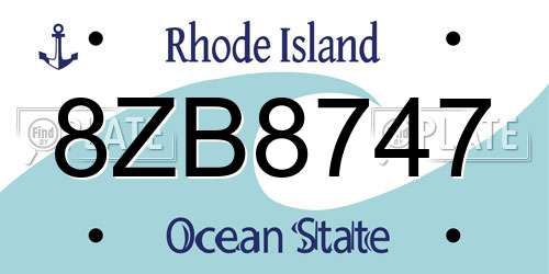 8ZB8747 Rhode Island License Plate