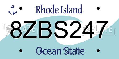 8ZBS247 Rhode Island License Plate