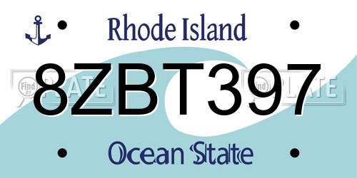 8ZBT397 Rhode Island License Plate