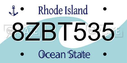 8ZBT535 Rhode Island License Plate