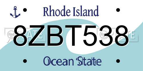 8ZBT538 Rhode Island License Plate