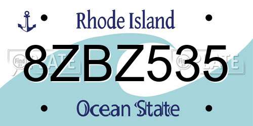 8ZBZ535 Rhode Island License Plate